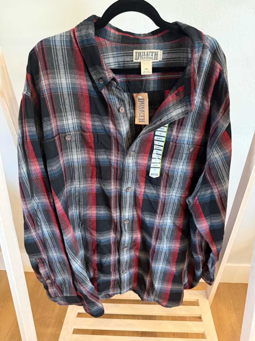 Duluth Trading Co Black, Red & Gray Plaid Button-Down Shirt - Men's